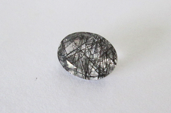 Black Tourmalinated Quartz 8x6mm Oval Cut 1.10ct