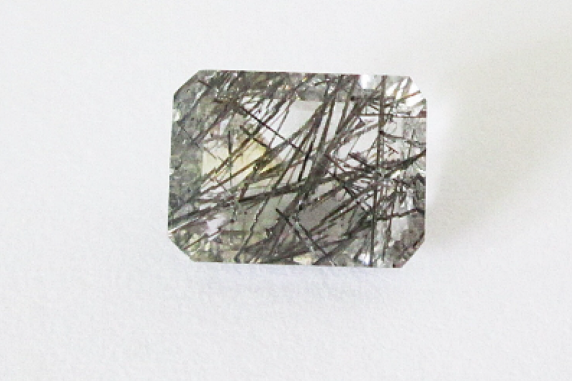 Natural Black Tourmalinated Quartz 8x6mm Emerald Cut 1.50ct