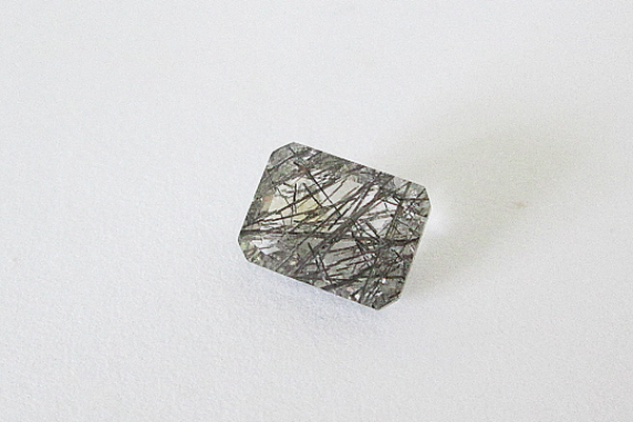 Natural Black Tourmalinated Quartz 8x6mm Emerald Cut 1.50ct