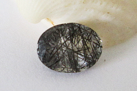 Black Tourmalinated Quartz 8x6mm Oval Cut 1.10ct