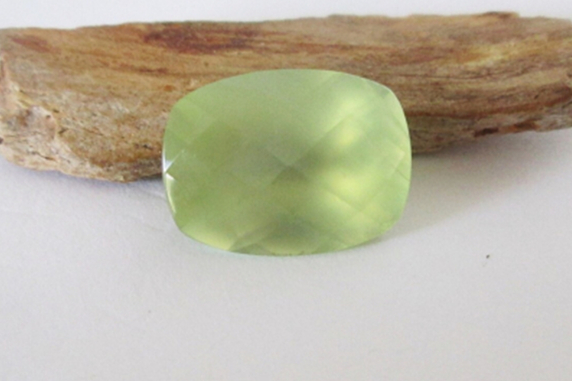 Natural African Prehnite 16x12x9mm Checkerboard Cut Cushion 10.10cts