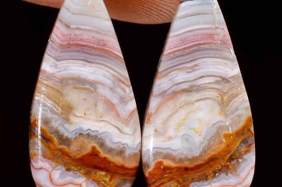 Crazy Lace Agate Cabochon Matched Pair 16.80cts